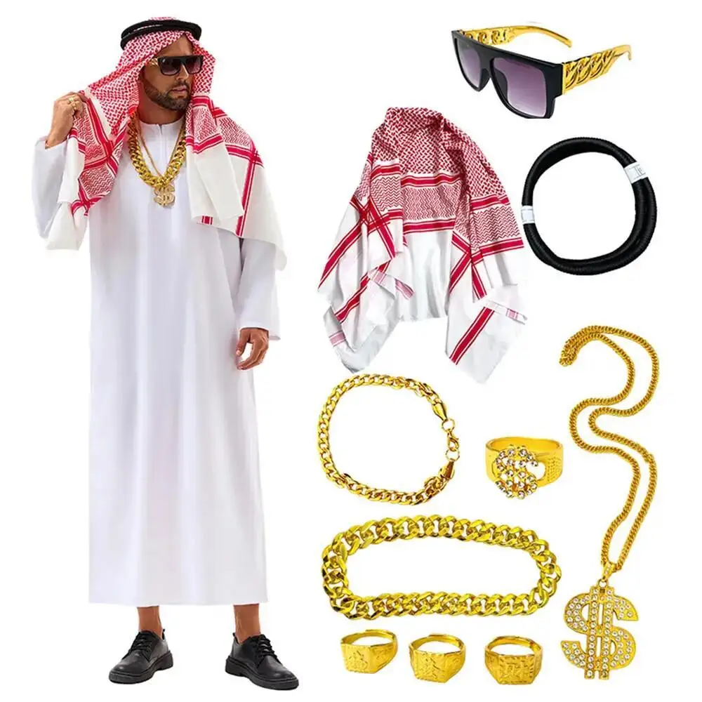 Bathrobe - Arabisch Dubai-kostuum VAE-sjeik cosplay witte gewaad